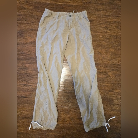 Kuhl Freeflex Move Pants Women Size 4 Tan Ruche Straight Adjustable Hem Outdoor - Picture 1 of 7
